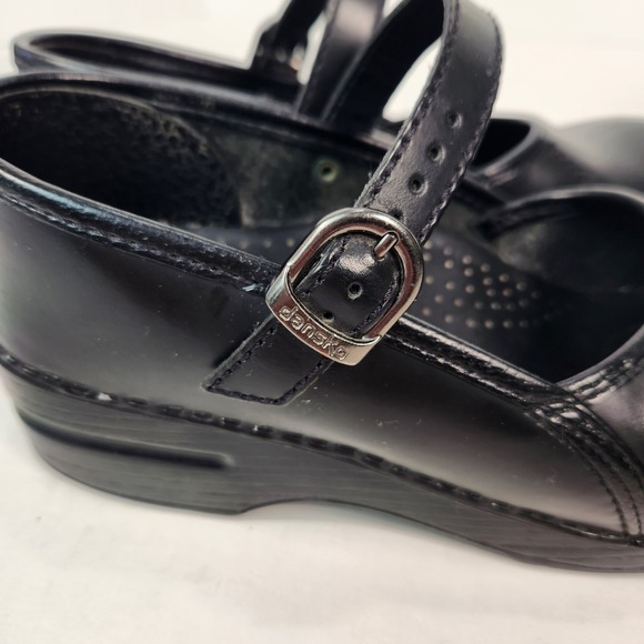 Dansko Black Leather Marcelle Mary Jane Clogs Comfort Shoes Size 37 - Picture 5 of 10
